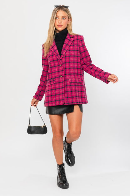 LE LIS Pink Single Button Blazer Coat