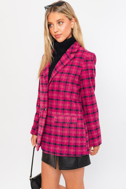 LE LIS Pink Single Button Blazer Coat