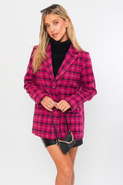 LE LIS Pink Single Button Blazer Coat