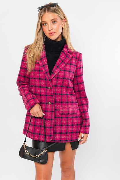 LE LIS Pink Single Button Blazer Coat