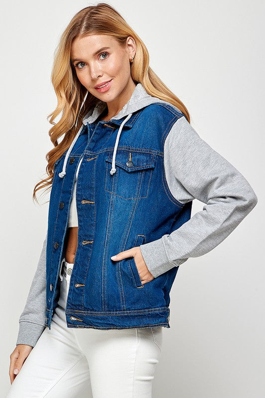 BLUE AGE Women's Denim Jacket with Fleece Hoodies