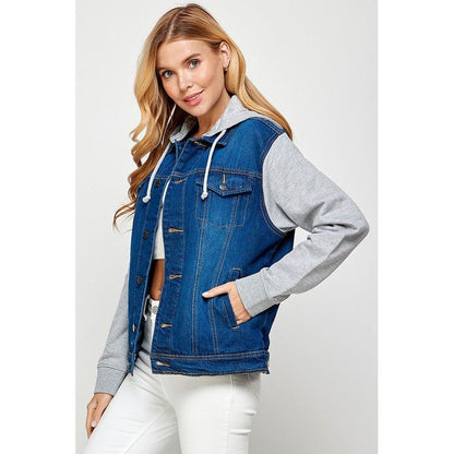 BLUE AGE Women's Denim  Jacket with Fleece Hoodies