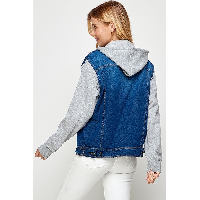 BLUE AGE Women's Denim  Jacket with Fleece Hoodies