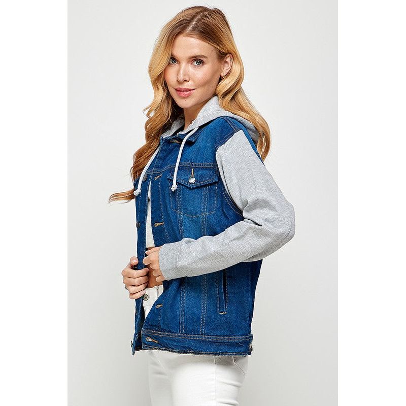 BLUE AGE Women's Denim  Jacket with Fleece Hoodies