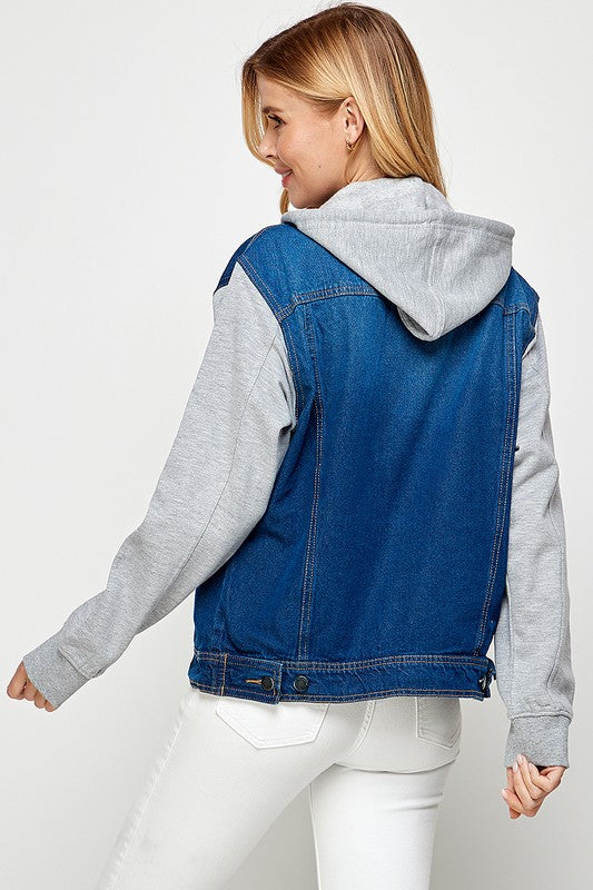 BLUE AGE Women's Denim Jacket with Fleece Hoodies