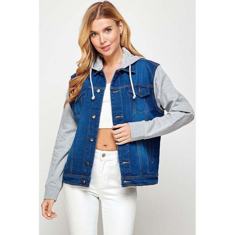 BLUE AGE Women's Denim  Jacket with Fleece Hoodies