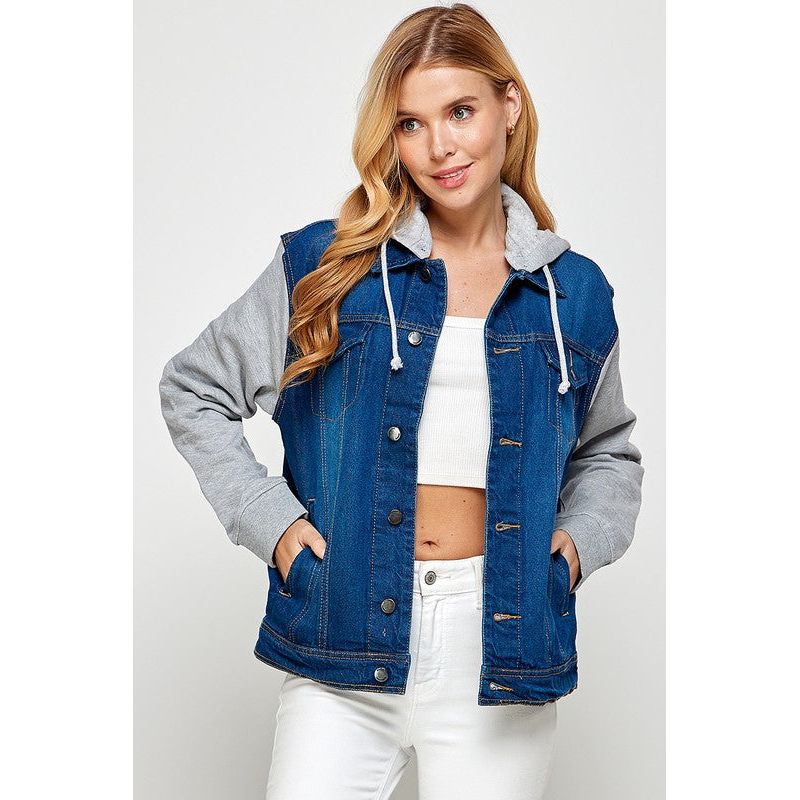 BLUE AGE Women's Denim  Jacket with Fleece Hoodies