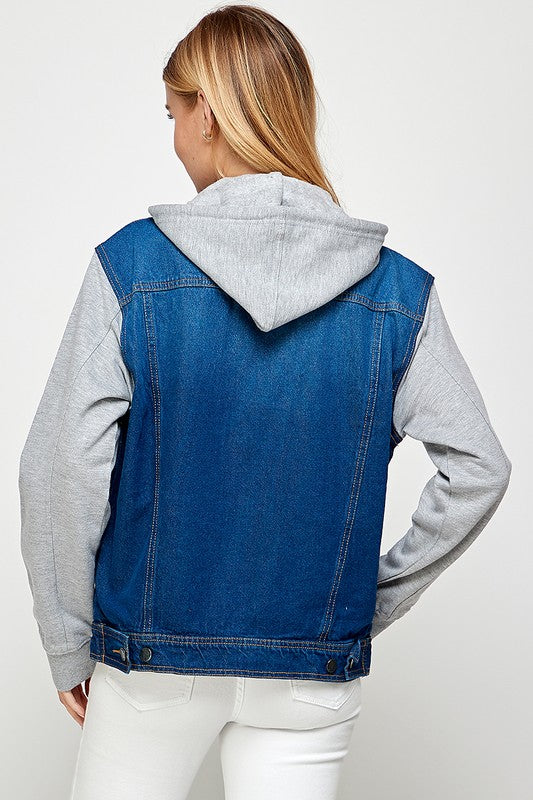 BLUE AGE Women's Denim Jacket with Fleece Hoodies