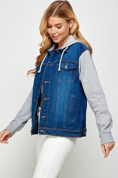 BLUE AGE Women's Denim Jacket with Fleece Hoodies