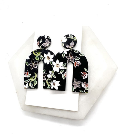 BAUBLES by B Black Floral Arch Acrylic Earrings