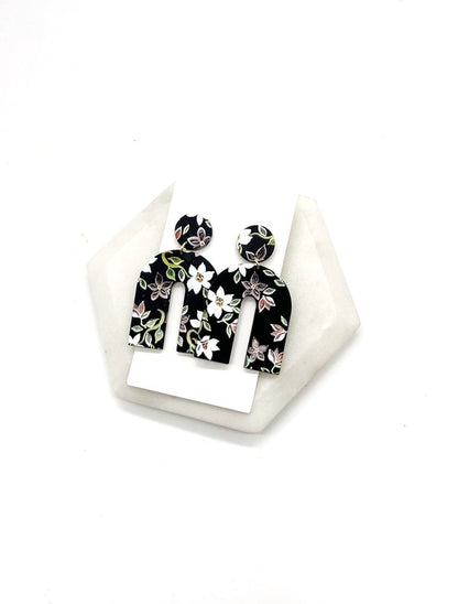 BAUBLES by B Black Floral Arch Acrylic Earrings