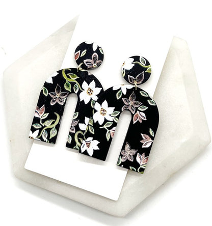 BAUBLES by B Black Floral Arch Acrylic Earrings