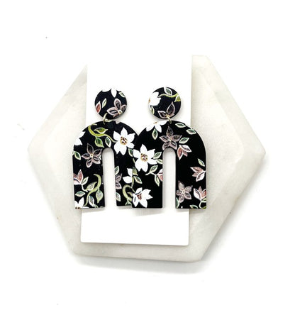 BAUBLES by B Black Floral Arch Acrylic Earrings