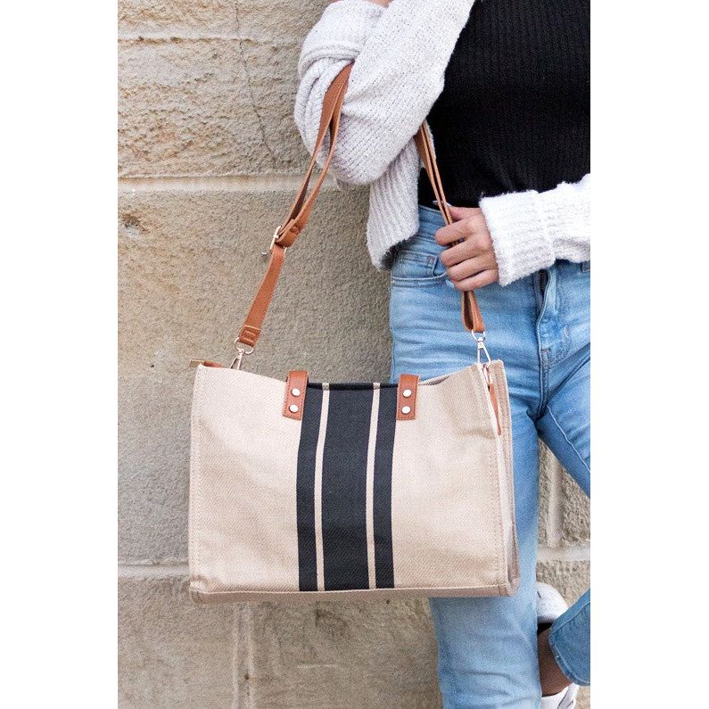 AILI'S CORNER Canvas Stripe Tote