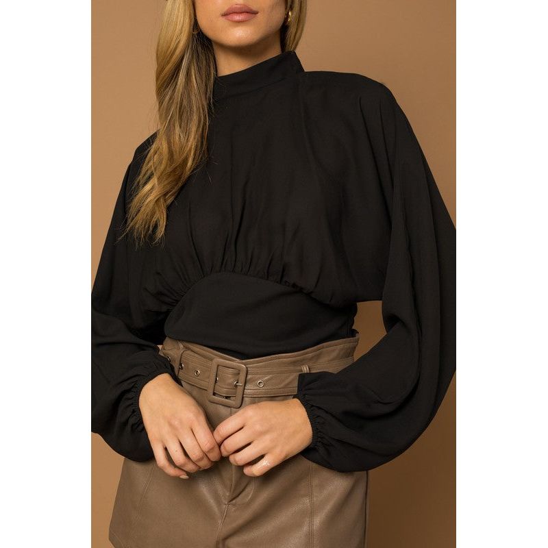 GILLI L/S MOCK NECK BOTTOM FITTED TOP