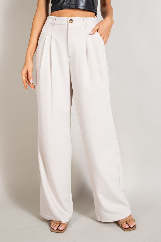 EESOME Classic Pleated Straight Leg Pants