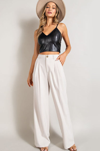 EESOME Classic Pleated Straight Leg Pants