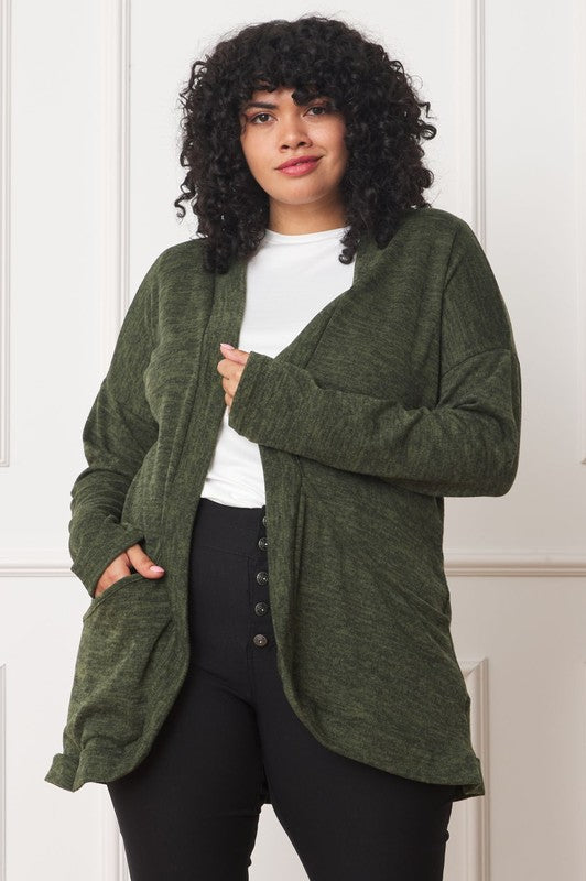 EG FASHION Solid Drape Pocket Cardigan