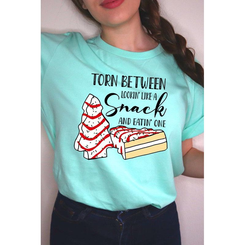 COLOR BEAR " Torn Between Lookin; like a snack or eatin' one" Christmas Humor Graphic Tee