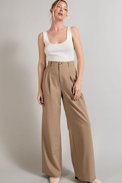 EESOME Classic Pleated Straight Leg Pants