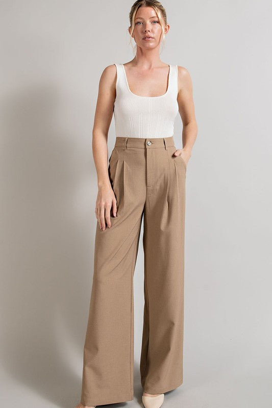 EESOME Classic Pleated Straight Leg Pants