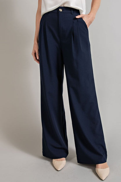 EESOME Classic Pleated Straight Leg Pants