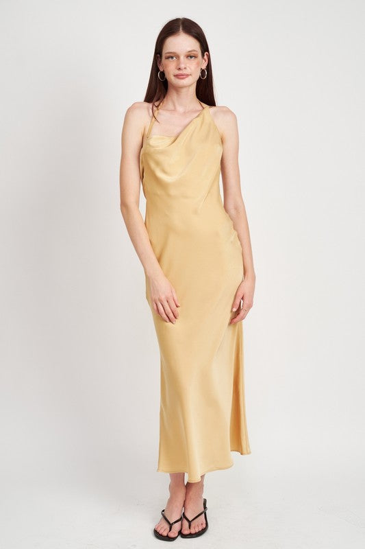 EMORY PARK Vanilla Satin Backless Dress