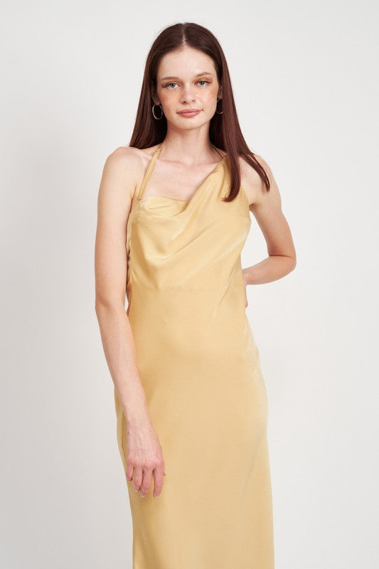 EMORY PARK Vanilla Satin Backless Dress