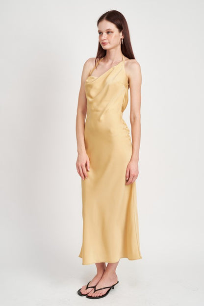 EMORY PARK Vanilla Satin Backless Dress