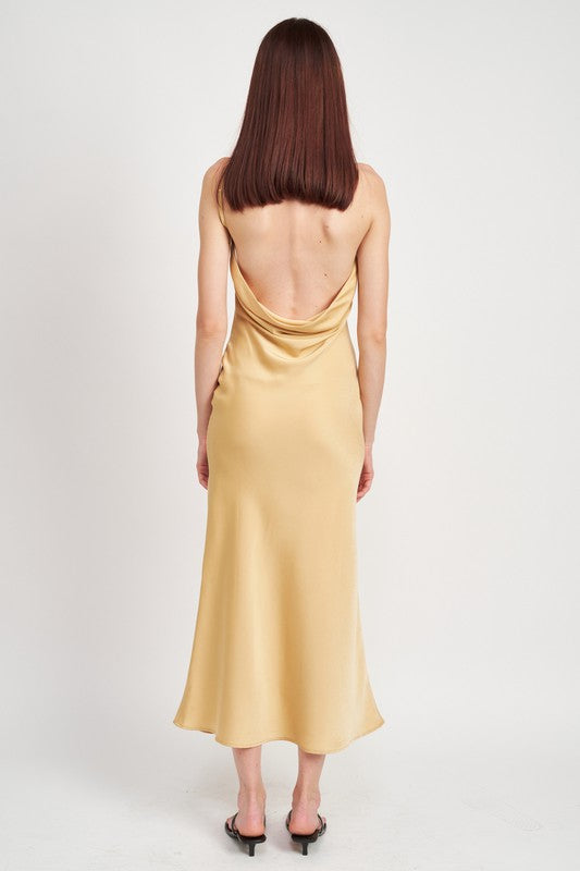 EMORY PARK Vanilla Satin Backless Dress