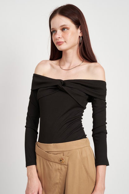 EMORY PARK Twisted Off-the-Shoulder Bodysuit