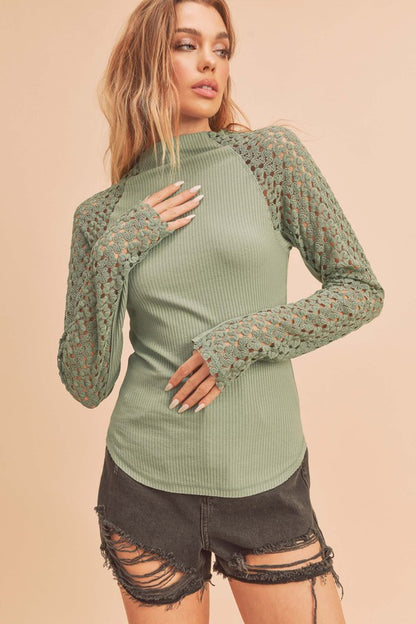 AEMI & Co. Suri Top with Laced Sleeves