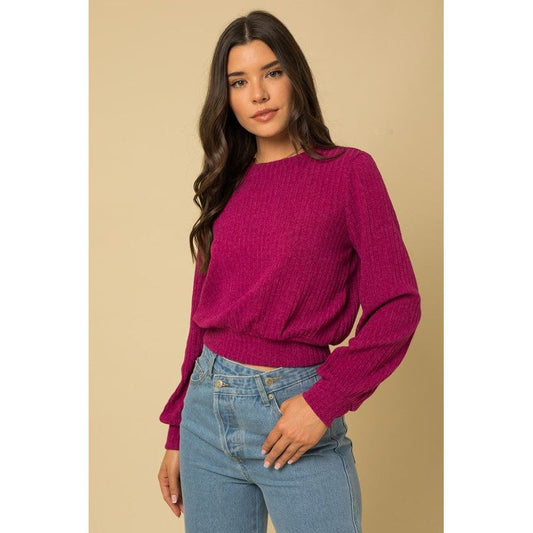 GILLI L/S BACK OPEN TIE TOP