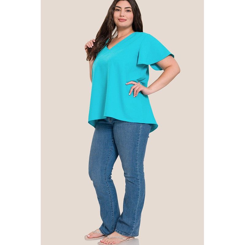 ZENANA Plus-size Woven Flutter Sleeves Top