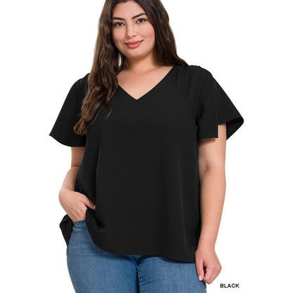 ZENANA Plus-size Woven Flutter Sleeves Top