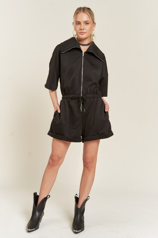 JADE by JANE Terry Zip-front Romper