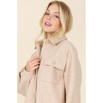 LILOU Light beige shacket with pockets