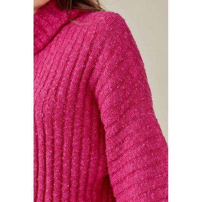 MUSTARD SEED Hot Pink Turtleneck Bell Sleeves Sweater