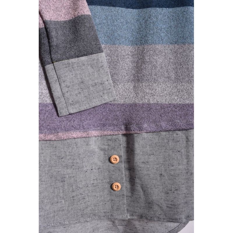 EG FASHION Plus Striped Chambray Layered Tunic