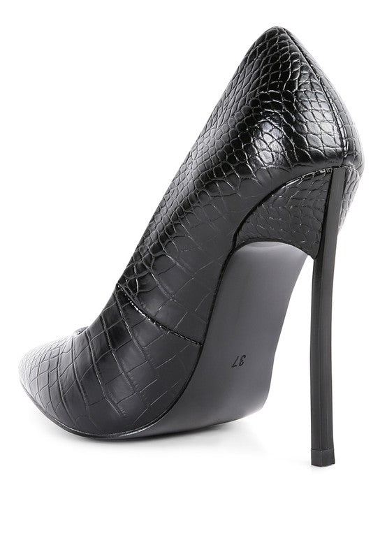 RAG & Co. Urchin Croc High Stiletto Heel Pumps