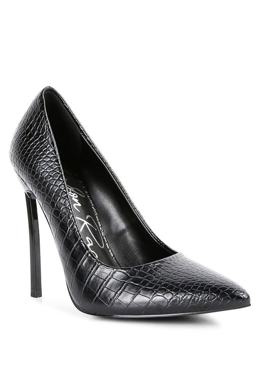 RAG & Co. Urchin Croc High Stiletto Heel Pumps