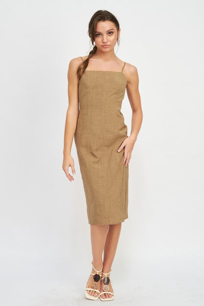 EMORY PARK Spaghetti Strap Midi Dress with Split