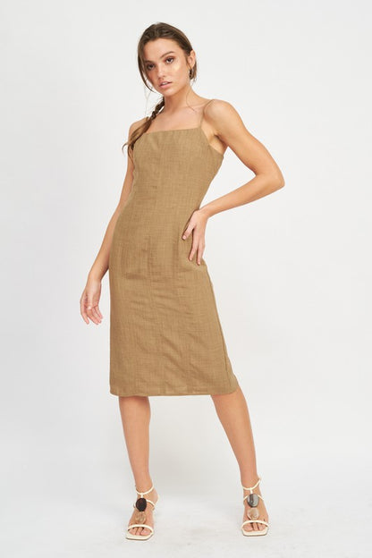 EMORY PARK Spaghetti Strap Midi Dress with Split