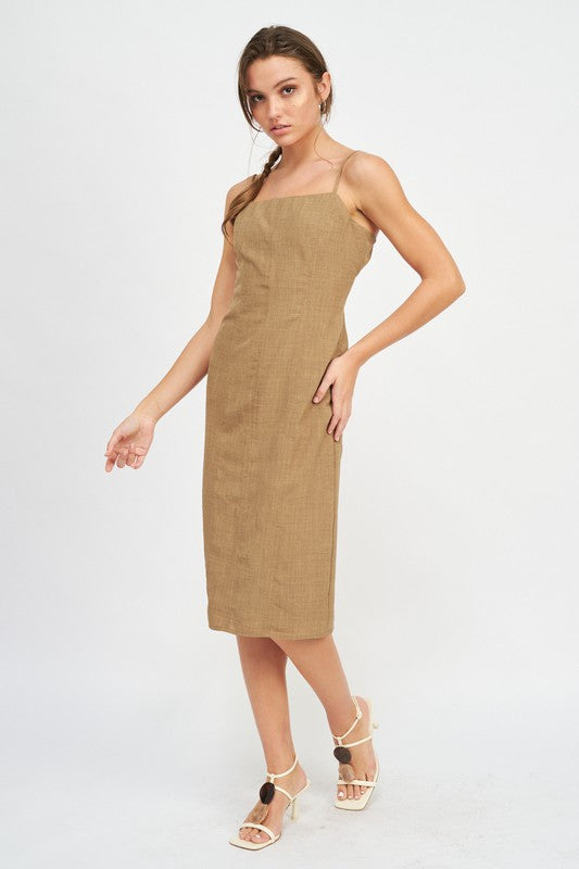 EMORY PARK Spaghetti Strap Midi Dress with Split