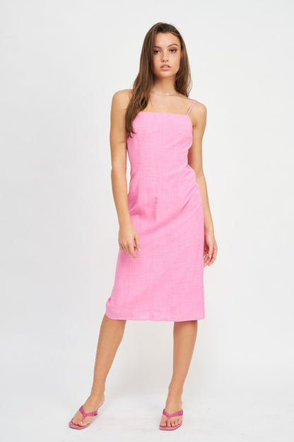 EMORY PARK Spaghetti Strap Midi Dress with Split