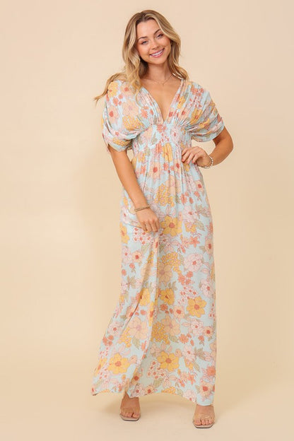 TIMING Floral Print Brunch Spring Summer Maxi Sundress