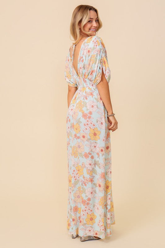 TIMING Floral Print Brunch Spring Summer Maxi Sundress