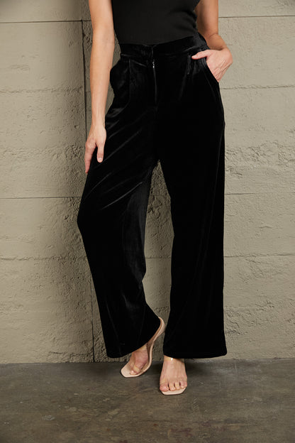 DOUBLE TAKE Loose Fit High Waist Long Pants with Pockets