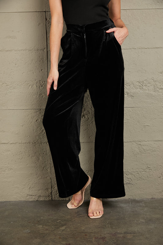 DOUBLE TAKE Loose Fit High Waist Long Pants with Pockets