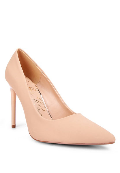 RAG & Co. Nude/Black Charade Mid Closed Pointed-Toes Heels Shoes